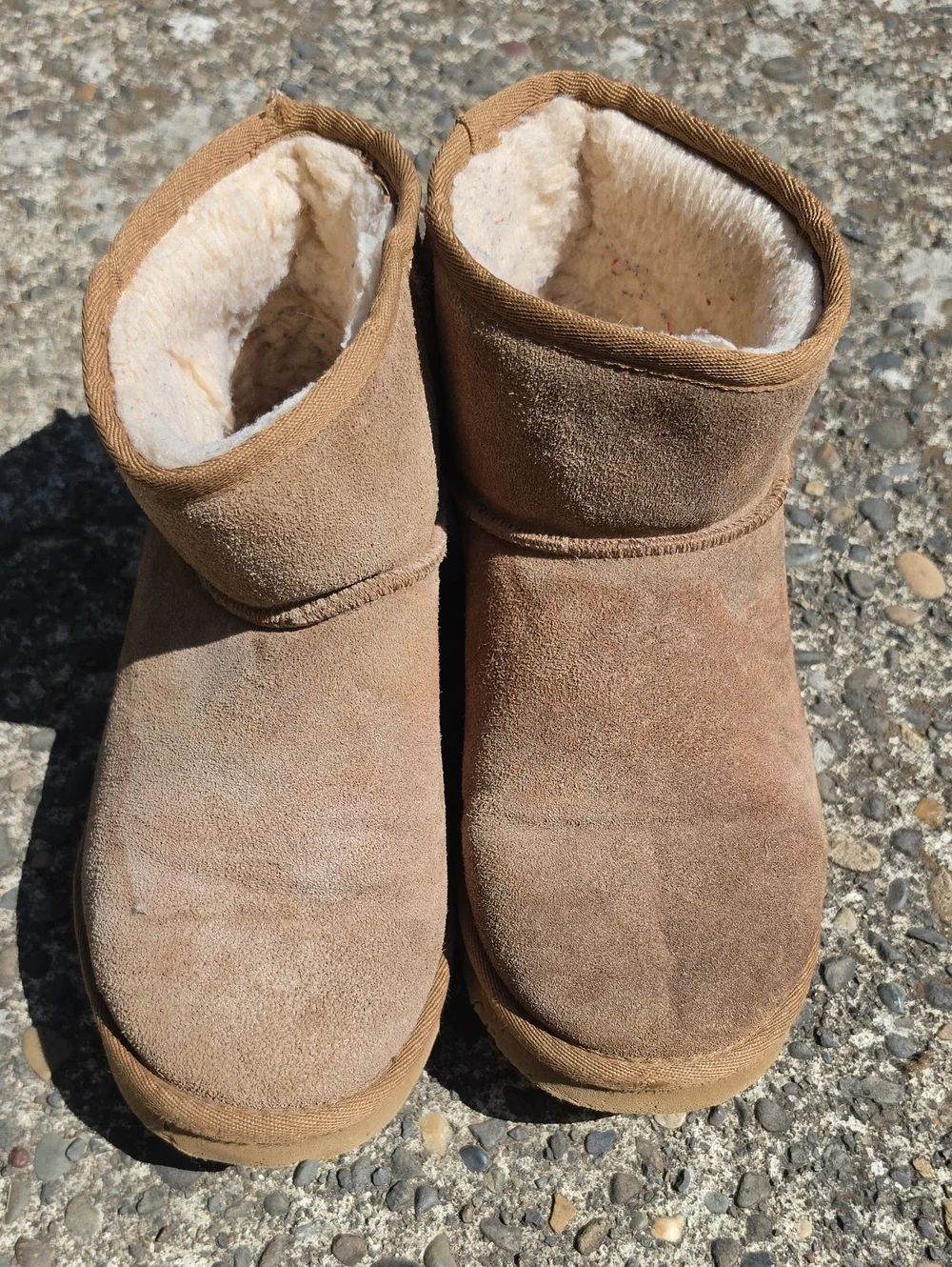 PAWZ Tan Plush-Lined Kids Suede Ankle Boots